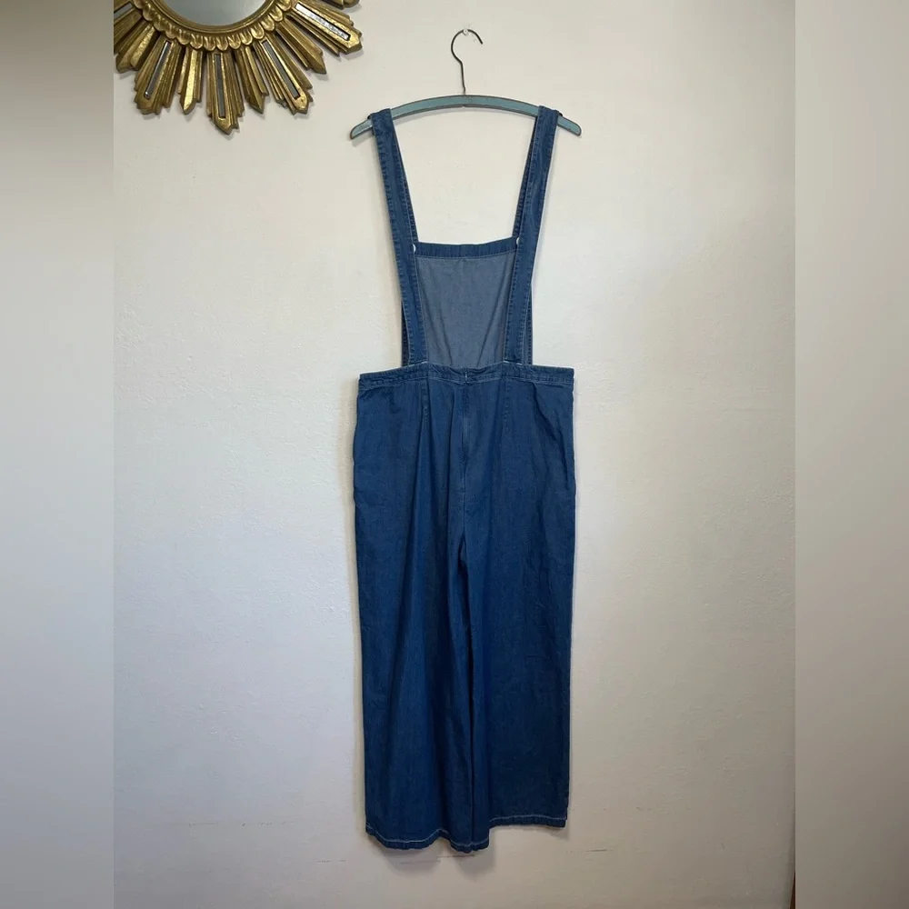 American Apparel Denim Wide Leg Crop Overalls - Picture 7 of 16